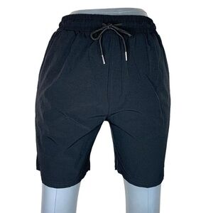 Small NEW Black Swim Shorts Elastic Waistband Coofany Pockets NWT